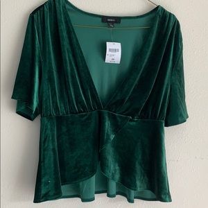 Plus size Green velvet peplum top 3X
